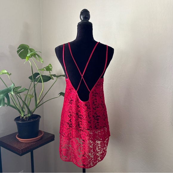Red Lace Slip Dress - Picture 3 of 16